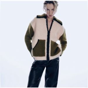 ZARA Wool Blend Zipper Cardigan Sweater